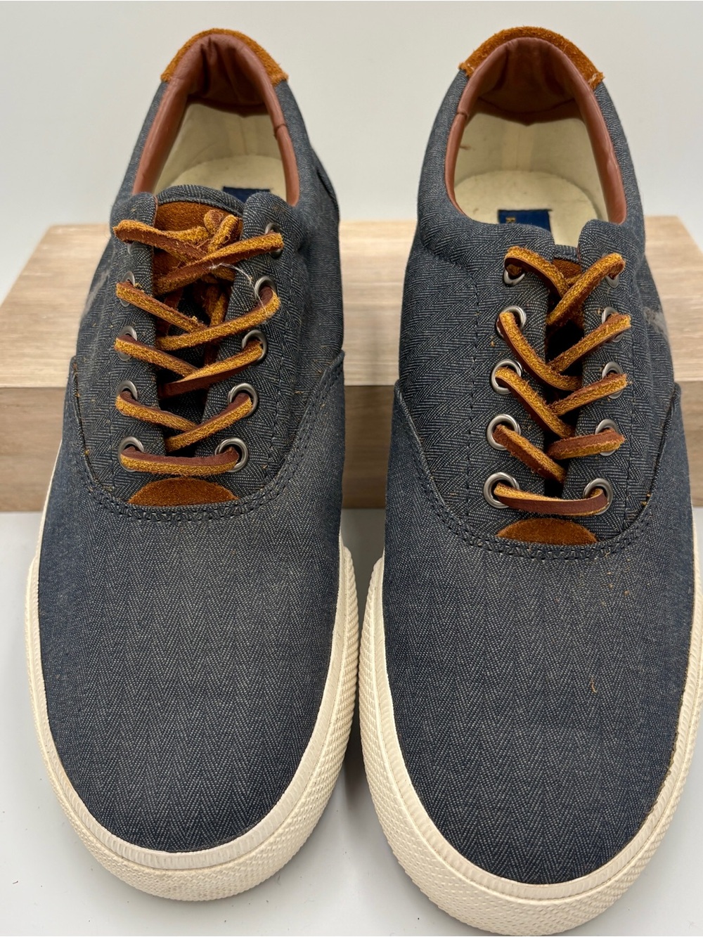 Polo Ralph Lauren "Vaughn" Sneakers in Blue with Brown Accents